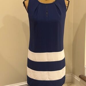 Forever 21 Blue and White Sheath Dress with Halter Neckline for Cocktail